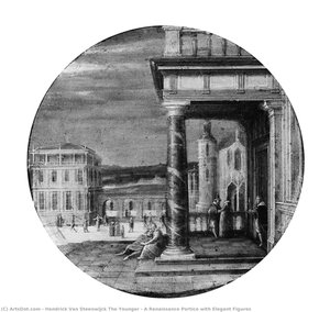 A Renaissance Portico With Elegant Figures — Hendrick Van Steenwijck The Younger
