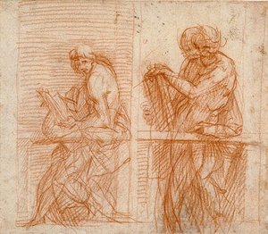 Figures Behind A Balustrade (study) — Andrea Del Sarto, Renaissance
