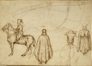 Sketches Of The Emperor John Viii Palaeologus, A Monk, And A Scabbard — Pisanello, Early Renaissance
