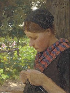 A Girl Knitting