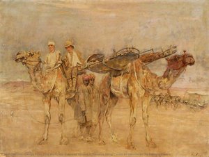 First World War Wounded Soldiers In Palestine Being Carried On Cacolets On The Backs Of Camels — George Pirie