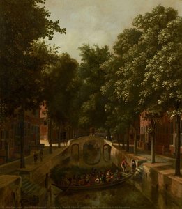 View Of A Dutch Canal, Possibly The Oude Gracht In Haarlem — Gerrit Adriaensz