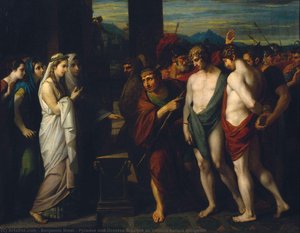 Pylades And Orestes Brought As Victims Before Iphigenia — Benjamin West, Neoclassical Painting