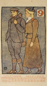'november, December (golf Calendar)', (45 X 24 Cm) (1899) — Edward Penfield