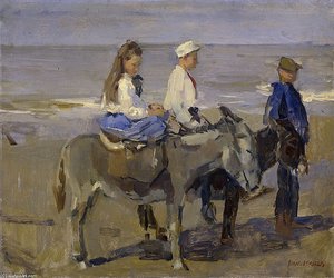 Boy And Girl Riding Donkeys — Isaac Lazarus Israels