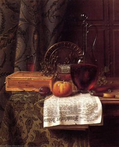 Still Life With Decanter And Frankfurter Zeitung — William Michael Harnett