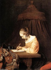 Woman Writing A Letter — Gerard Ter Borch, Dutch Golden Age