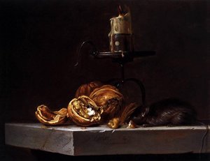 Still-life With Mouse And Candle — Willem Van Aelst