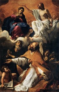 Coronation Of The Virgin With St Augustine And St William Of Aquitaine — Giovanni Lanfranco, Baroque Painting