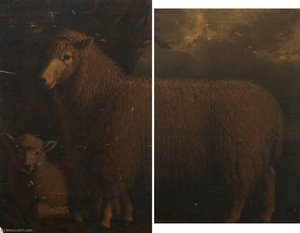 Old Lincoln Ewe and Lamb (diptych)