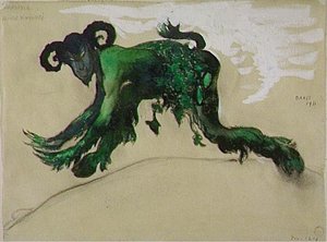 Drawing Young Divinity Narcisse Costume, Ballet Diaghilev — Léon Bakst