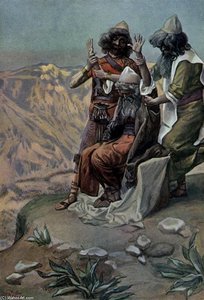 Moses On The Mountain During The Battle, As In Exodus — Jacques Joseph Tissot
