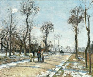The Road To Louveciennes, The Effect Of Snow — Claude Monet, Impressionist Landscape