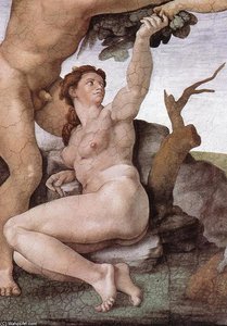 The Fall And Expulsion From Garden Of Eden (detail) (14) — Michelangelo Buonarroti, Renaissance