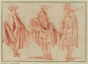 Three Studies Of A Soldier — Jean-antoine Watteau