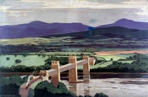The Britannia Tubular Bridge Over The Menai Straits (london, Midland And Scottish Railway Poster Artwork) — Norman Wilkinson