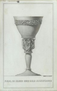 Preliminary Drawings For Vorbilder Für Fabrikanten Und Handwerker. Part 1, Section 2, Sheet 25: Design For A ‘goblet To Be Cast In Either Silver Or Gold’ — Karl Friedrich Schinkel