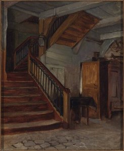 Room Interior with Winding Staircase