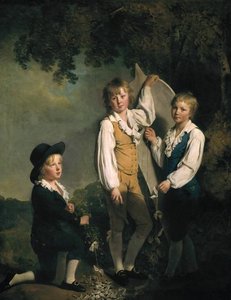 Three Children Of Richard Arkwright With A Kite — Joseph Wright Of Derby