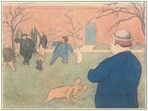 Mr. William Bell Scott Wondering What It Is Those Fellows Seem To See In Gabriel — Sir Max Beerbohm