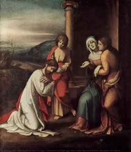 Departure of Christ from Mary, with Mary and Martha, the sisters of Lazarus