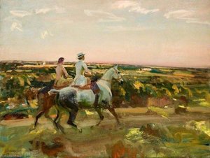 Two Lady Riders Under An Evening Sky — Sir Alfred James Munnings