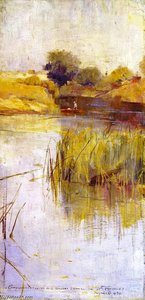 Landscape With River And Boat — Charles Edward Conder
