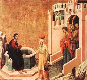 Christ And The Samaritan — Duccio Di Buoninsegna