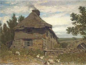 Figures By A Cottage; And A Cottage In A Landscape — William Linton, Realism