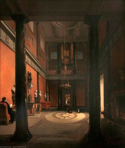The Interior Of A Large Country House (great Hall, Mount Edgcumbe) — John Scarlett Davis, Romanticism