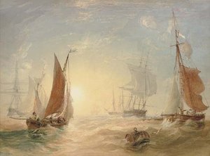 Crowded Waters At Dusk — Anthony Vandyke Copley Fielding