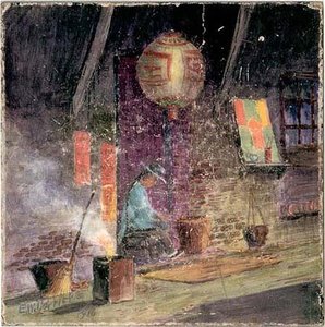 Chinatown Scene, (painting) — Edward Wilson Currier