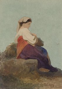 In Thoughtful Pose — Carl Haag, Orientalist Painting