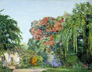 A View In The Royal Botanic Garden, Peradeniya, Ceylon — Marianne North, Victorian Landscape Painting