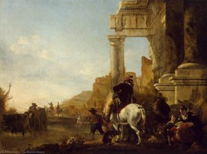 The Ford In The River — Jan Baptist Weenix, Dutch Golden Age