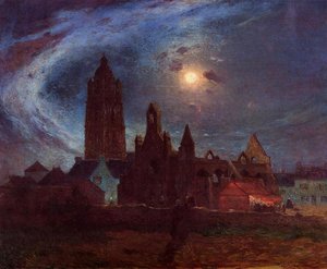 The Bourg­de­Batz Church under the Moon