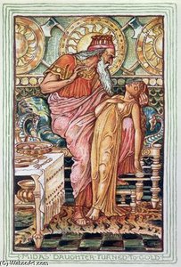 King Midas And His Daughter Turned To Gold — Walter Crane