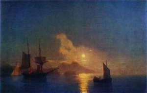 The Bay Of Naples By Moonlight — Ivan Konstantinovich Aivazovsky
