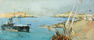 Ferry Post, Ballah, Suez Canal Anzac Day Celebrations, Carley Float Race, 'hm Hopper 32', Official Judge Ship — Frank Mason