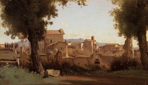 Rome - View From The Farnese Gardens, Morning — Jean-baptiste-camille Corot, Romantic Landscape Romantic Landscape
