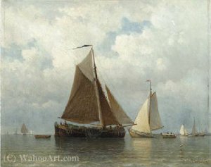 Sailing Barges On The Ij — Everhardus Koster