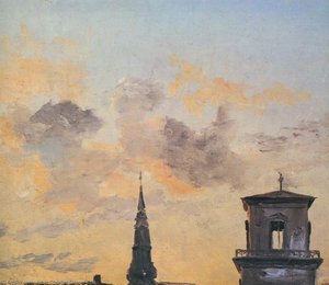 Two Belfries At Sunset, Copenhagen — Johan Christian Claussen Dahl