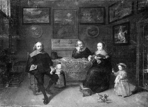 REUNION DE FAMILLE DANS UN CABINET DE TABLEAUX DIT AUTREFOIS LA FAMILLE VAN EYCK