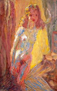 Fireside Nude — Henryk Gotlib, Expressionistic