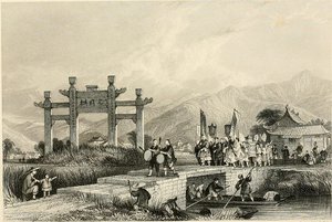 Scene In The Suburbs Of Ting-hae — Thomas Allom