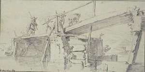 Wooden Bridge With A Shepherd With An Ox, A Goat And A Dog — Nicolaes Pietersz Berchem