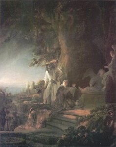 Christ And The Magdalen At The Tomb — Rembrandt Van Rijn, Baroque