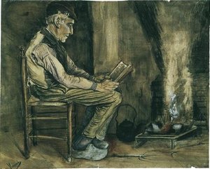 Farmer Sitting At The Fireside And Reading — Vincent Willem Van Gogh, Realism