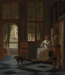 Man Handing A Letter To A Woman In The Entrance Hall Of A House, Pieter De Hooch, 1670 — Pieter De Hooch