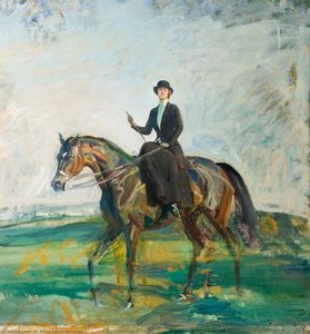 Lady Munnings Riding A Bay Hunter — Sir Alfred James Munnings